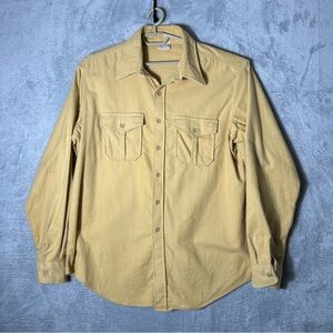 Vintage Sears Fieldmaster Flannel Shirt‎ Mens X Tall 2XL Yellow Chamois Outdoors